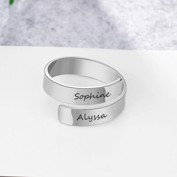 Personalized Gift Customized Engraved Name Stainless Steel Adjustable Rings