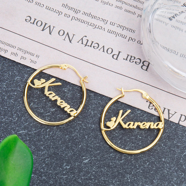 Personalized 925 Sterling Silver Name Hoop Earrings for Women Gift for Wife