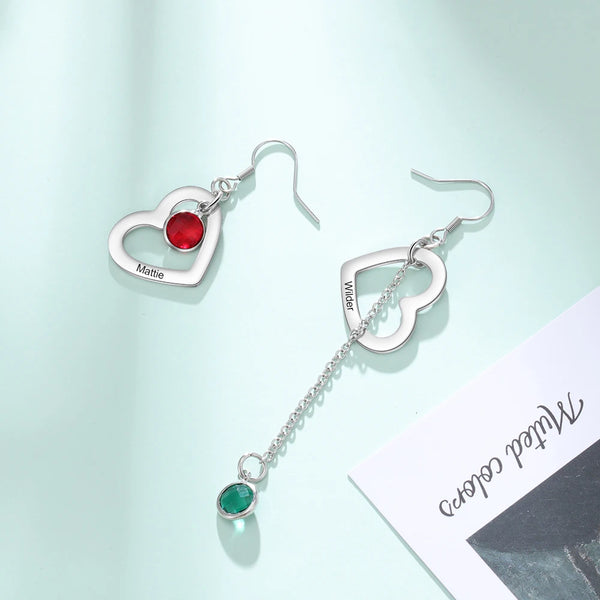 Personalized Christmas Name Engraved Heart Earrings