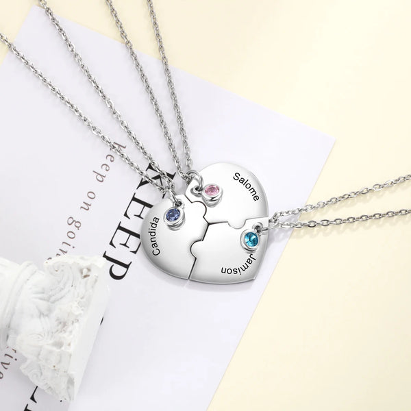 3pcs/Set Personalized Stainless Steel Heart Best Friend Necklaces