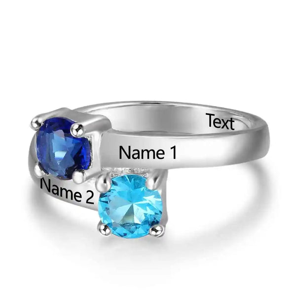 New 925 Sterling Silver Birthstone Ring Engrave Name Engagement Rings