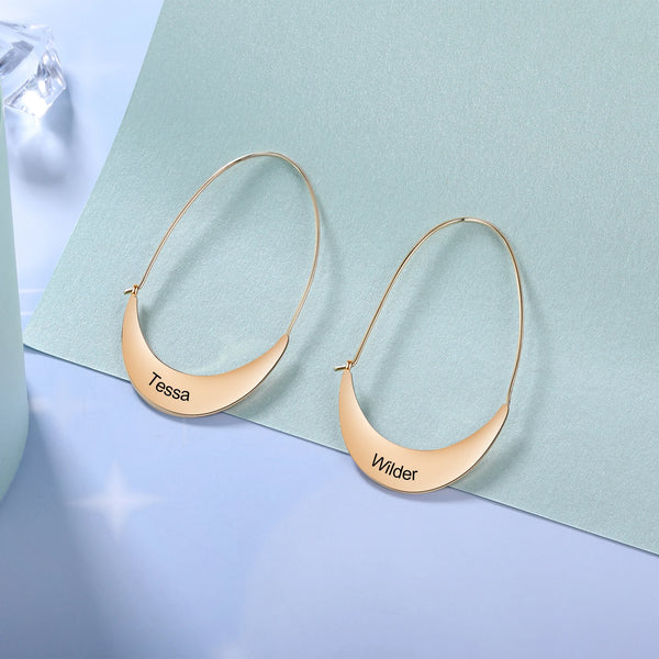 Personalized Engraved Name Hoop Earrings for Women