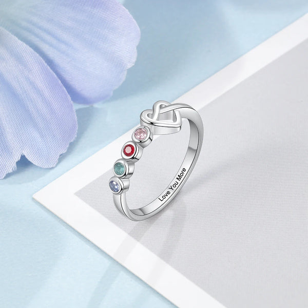 Personalized Engraving Heart Knot Rings for Women Customized 2-4