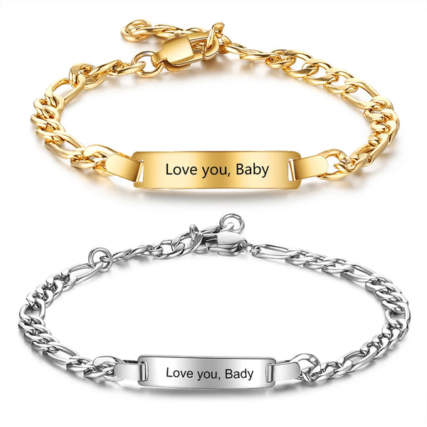 Personalized Engraving Name Bar Bracelets for Women Men Gifts for Mother Father