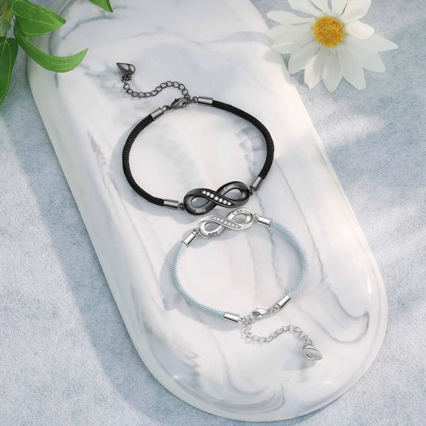 Valentine Day Gift Personalized Infinity Matching Bracelets for Couples