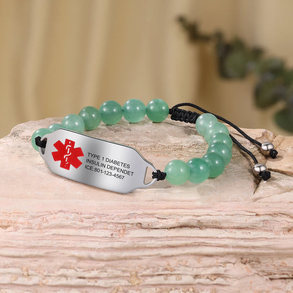 Personalized Medical Alert ID Bracelet for Women Gift for Mother Grandma