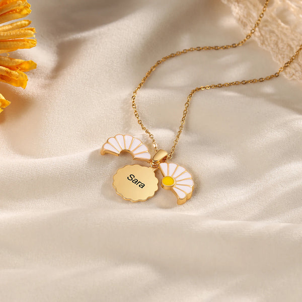 Gold Color Personalized Flower Locket Necklace Customized Name